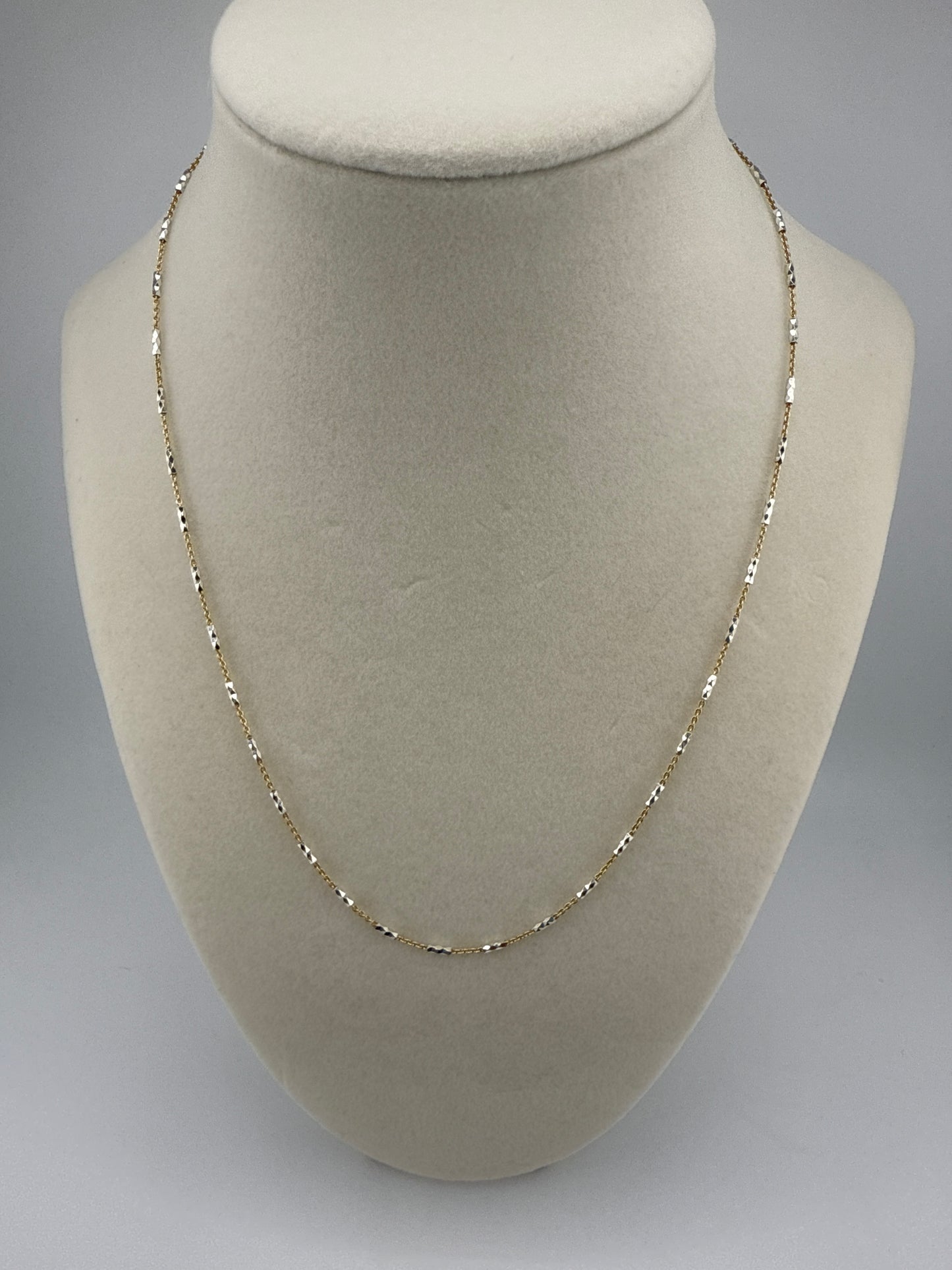 Sterling Silver Diamond-Cut Long Square Beads Chain - Gold Plated