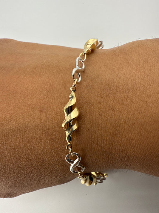 14k Infinity Two-toned Gold Bracelet | 7 inches
