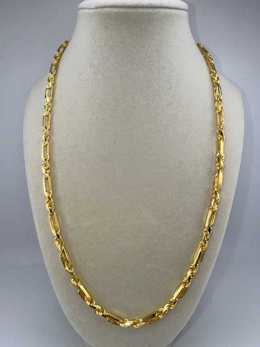 Sterling Silver 22inch 4mm Figarope Chain - Gold Plated