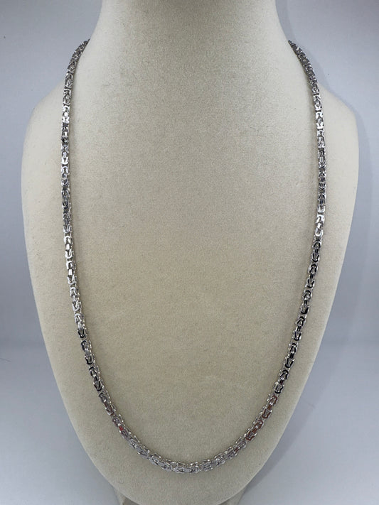 Sterling Silver 22inch 2.7mm Byzantine Chain - Rhodium Plated
