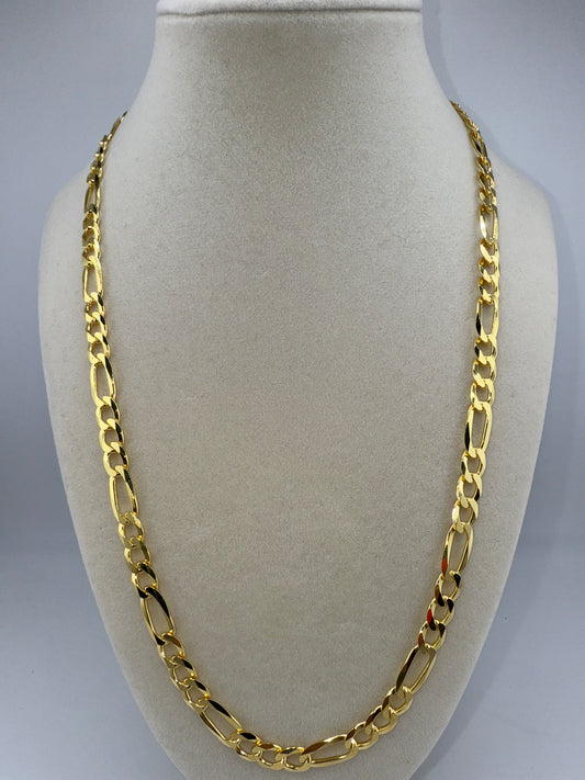Sterling Silver 22inch 7.8mm Figaro Chain - Gold Plated