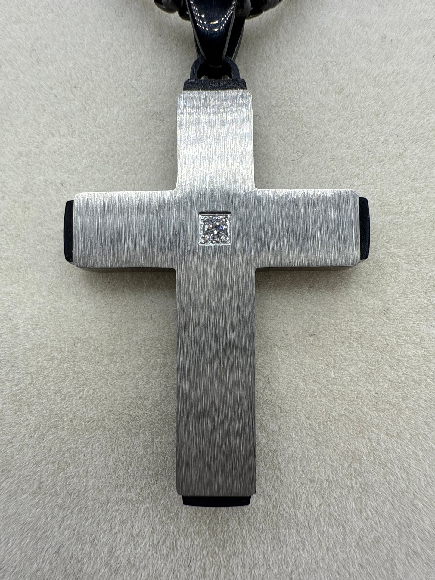 Stainless Steel Black & Silver Zirconia Cross Necklace