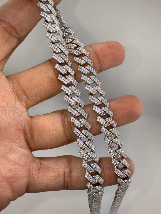Sterling Silver, 9mm Micro Pave Monaco Chain