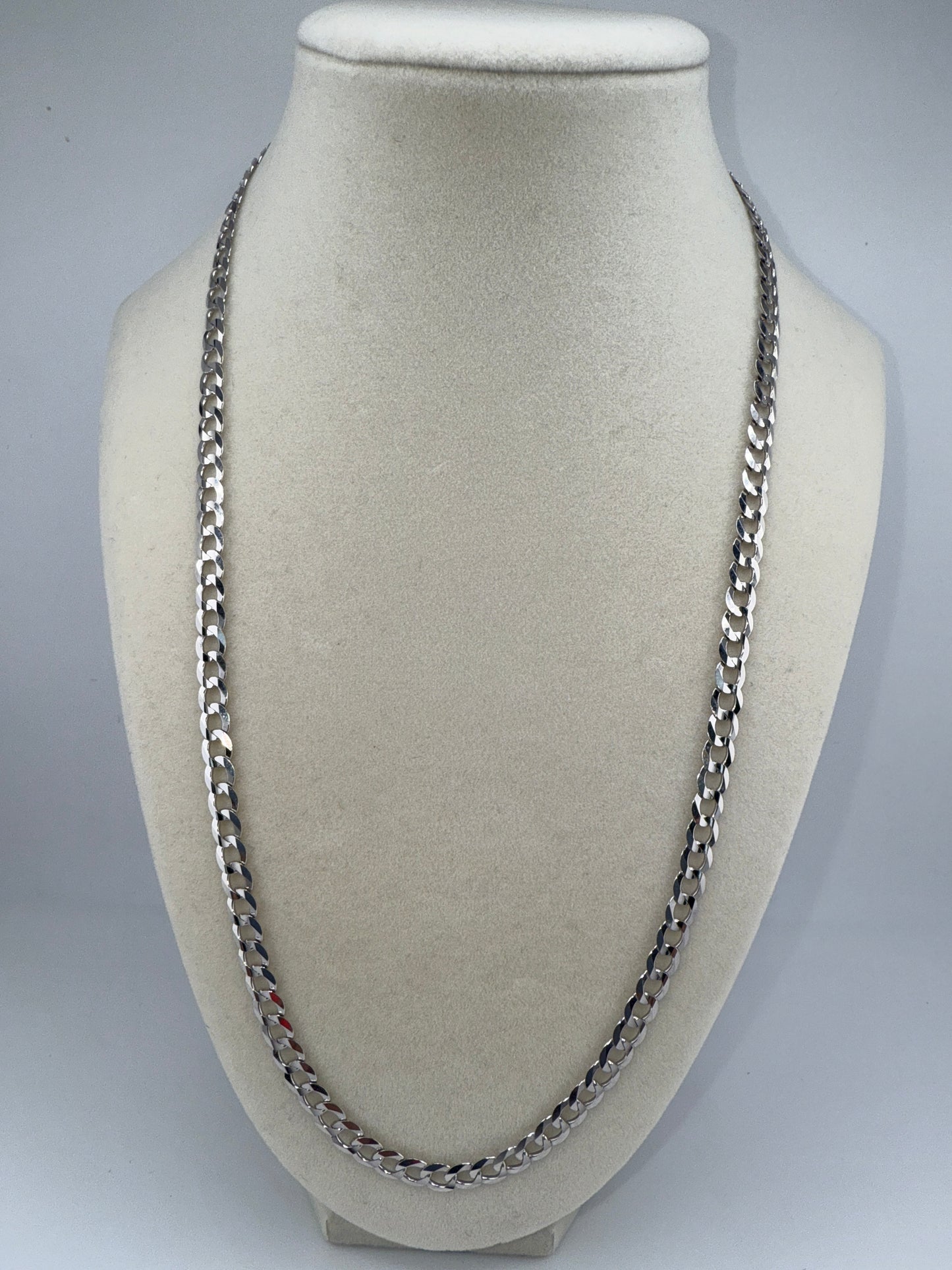 14k White Gold 22inch Flat Cuban Link Chain