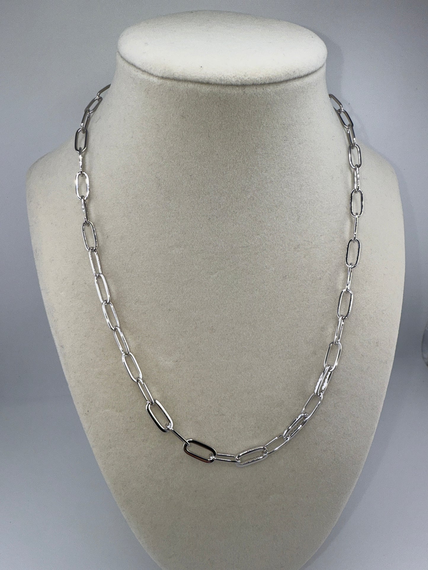 Sterling Silver 5mm Zirconia Paperclip Necklace