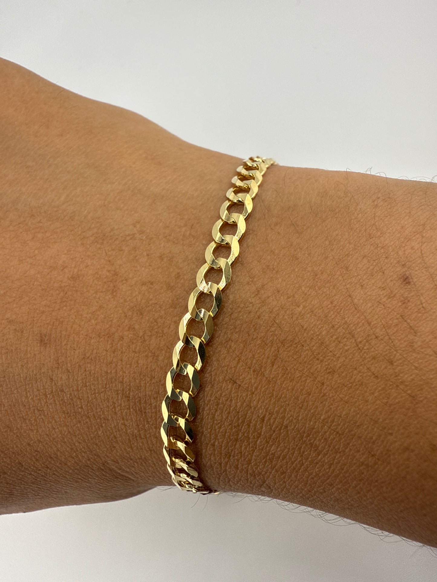 14k yellow gold flat Cuban link bracelet | 8 inches