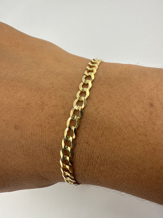 14k yellow gold flat Cuban link bracelet | 8 inches