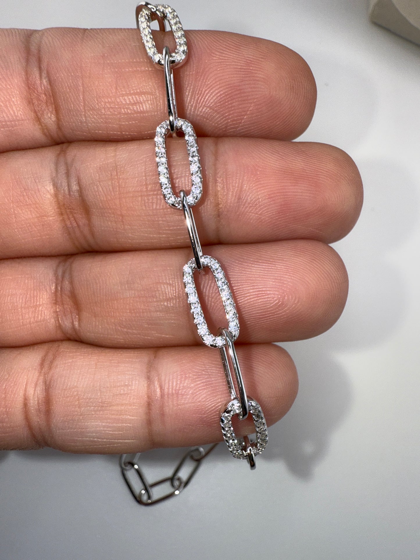 Sterling Silver 5mm Zirconia Paperclip Necklace