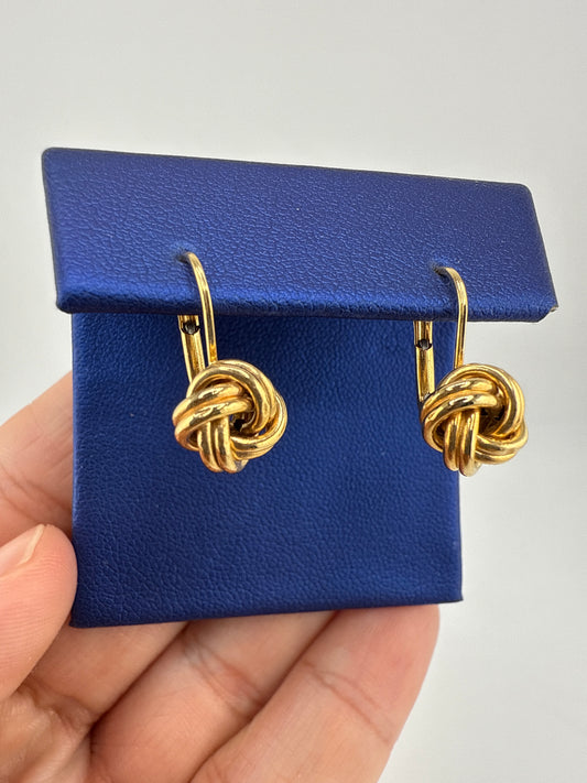 14k Gold Knot Huggie Earrings