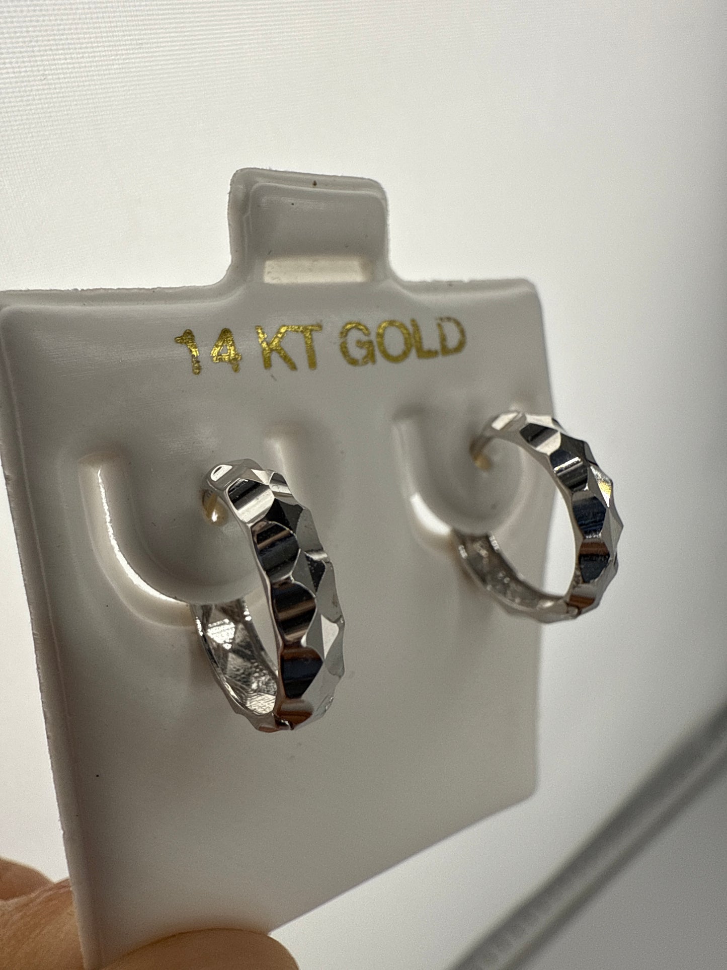 14k Gold Hammered Huggie Earrings
