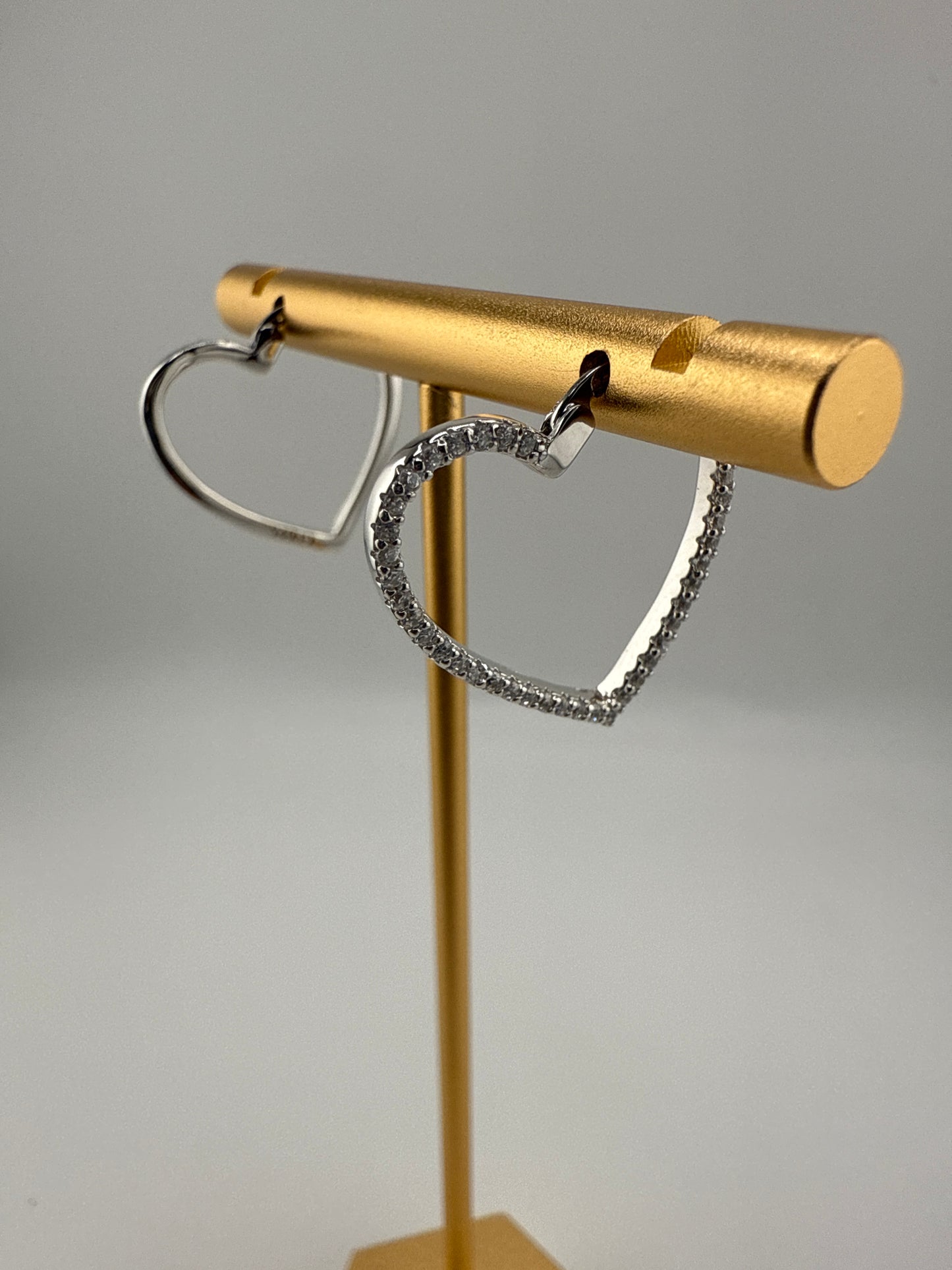 Sterling Silver, Zirconia Heart 20mm Hoop Earrings