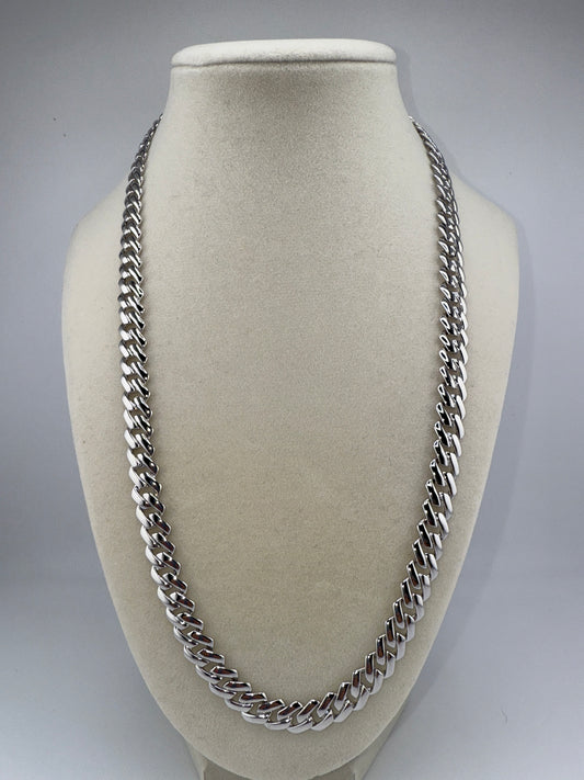 Sterling Silver 22inch 9mm Monaco Chain with Micro Pave Zirconia Lock