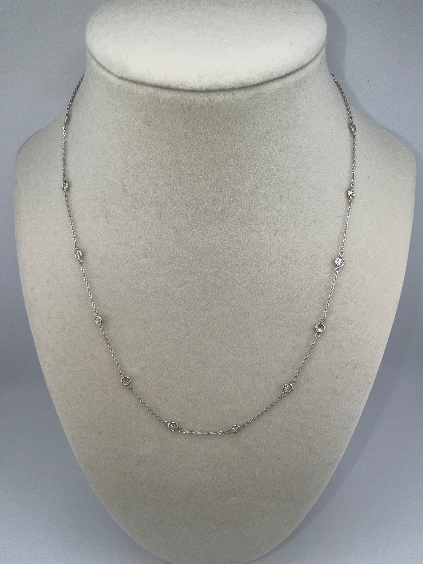 14k White Gold Chain with 1ct in Diamond, 18inches