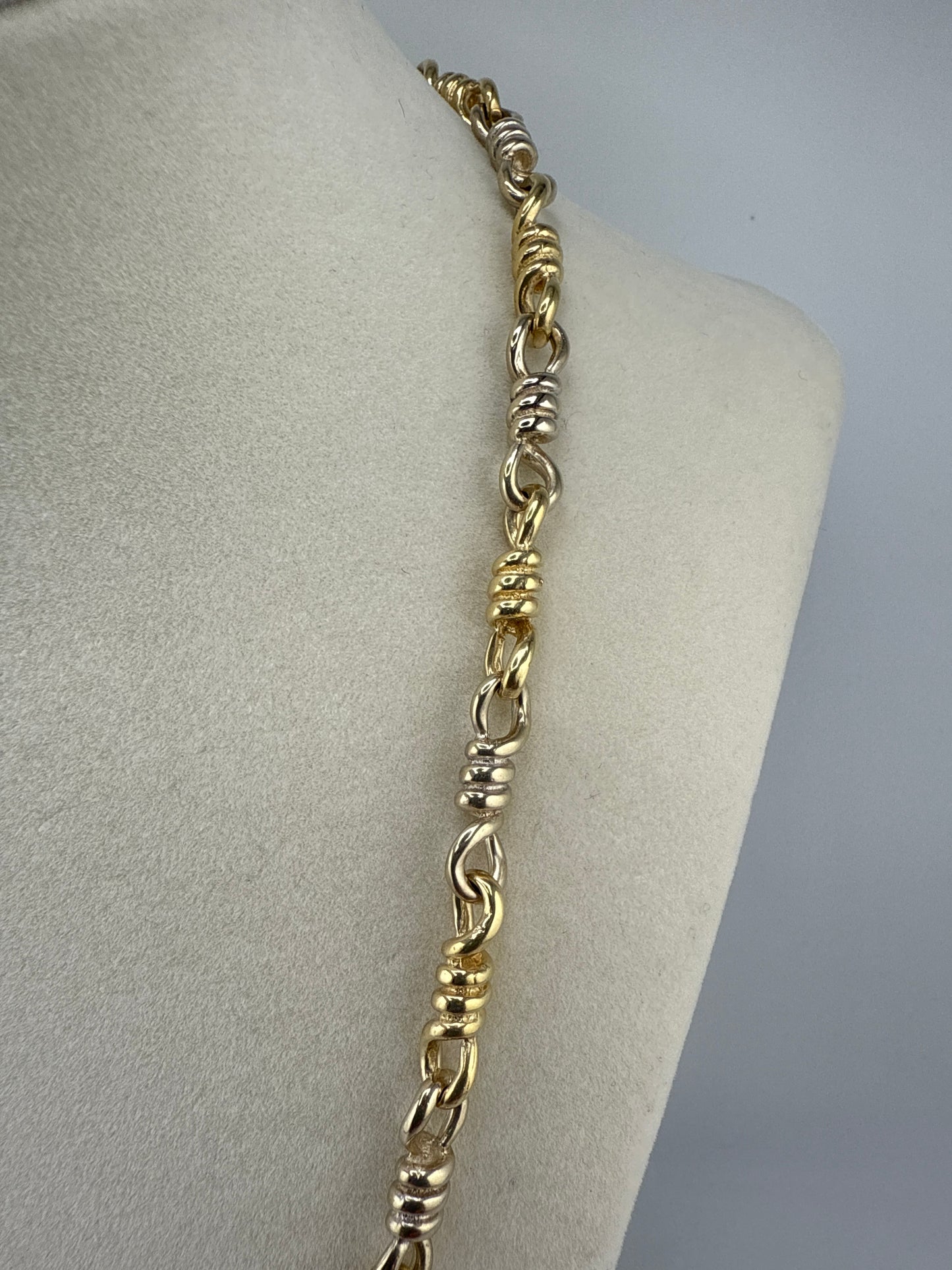 14k Two-toned Hand-Polished Link 21inches