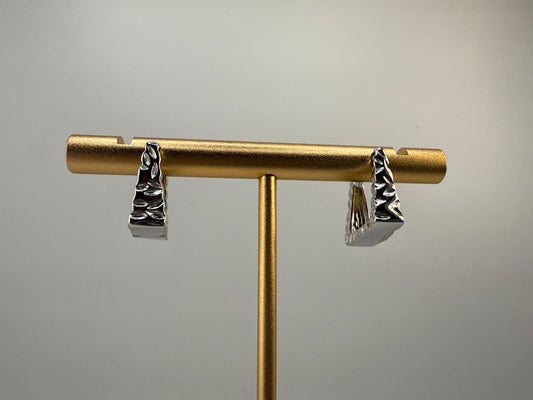 Sterling Silver Textured Square Hoop Earrings