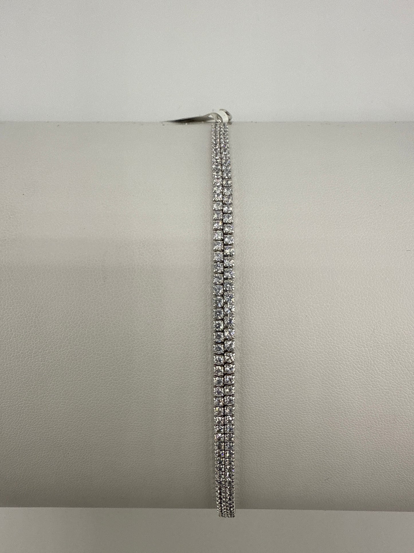 Sterling Silver Double Row CZ Tennis Bracelet