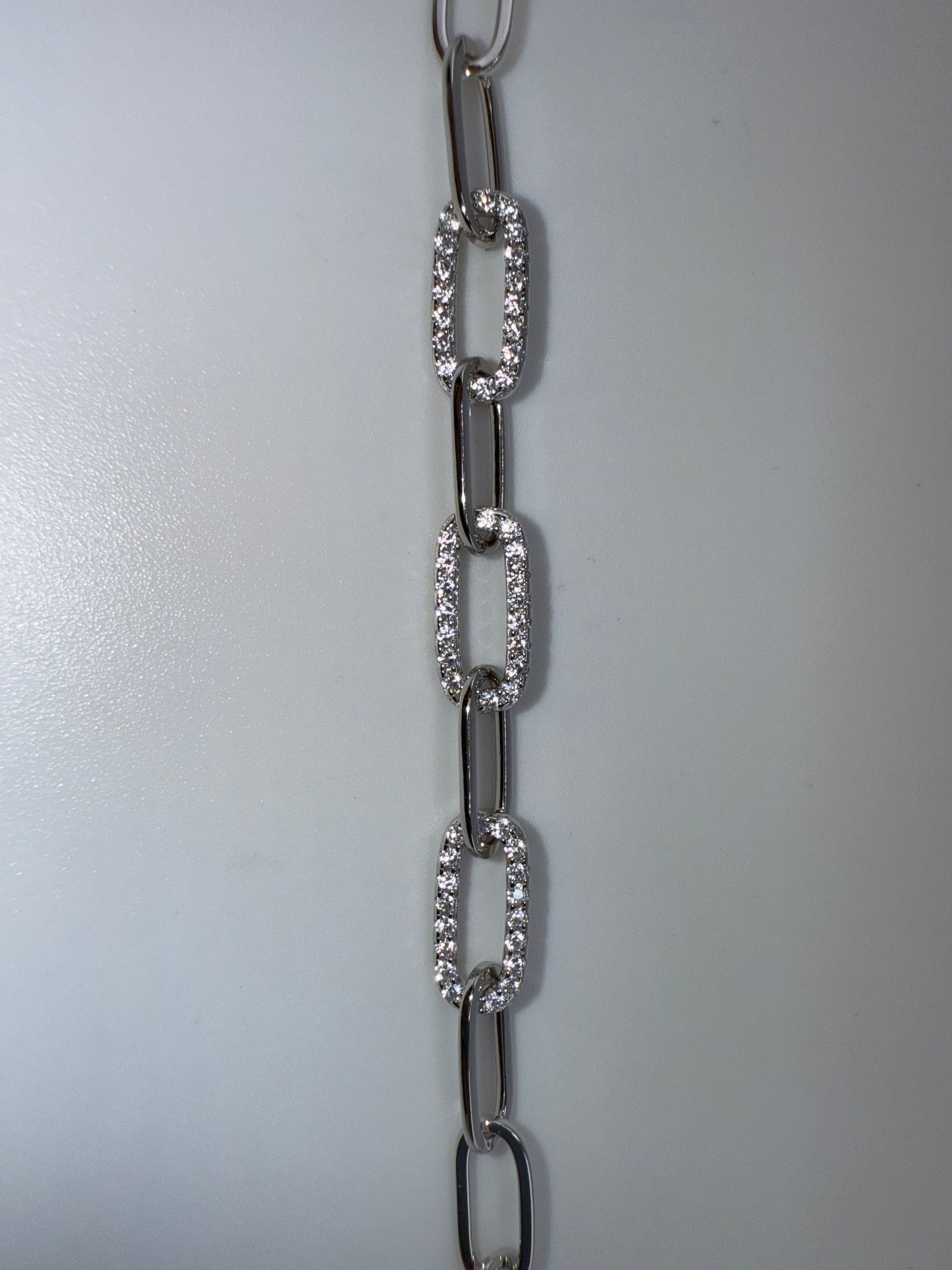 Sterling Silver, Zirconia Paperclip Bracelet