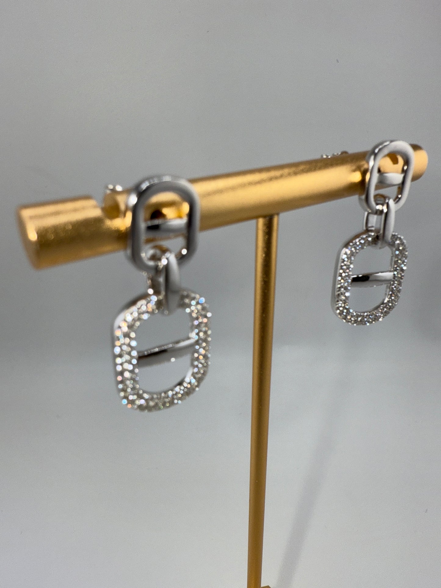 Sterling Silver Linked Zirconia Earrings