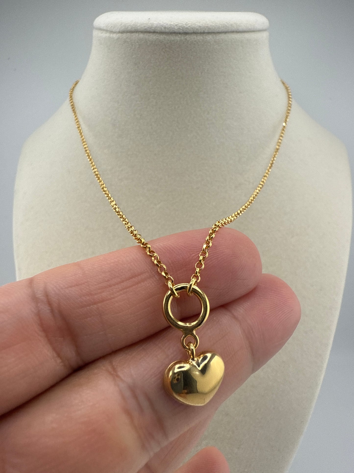 Sterling Silver, Heart Necklace - Gold Plated