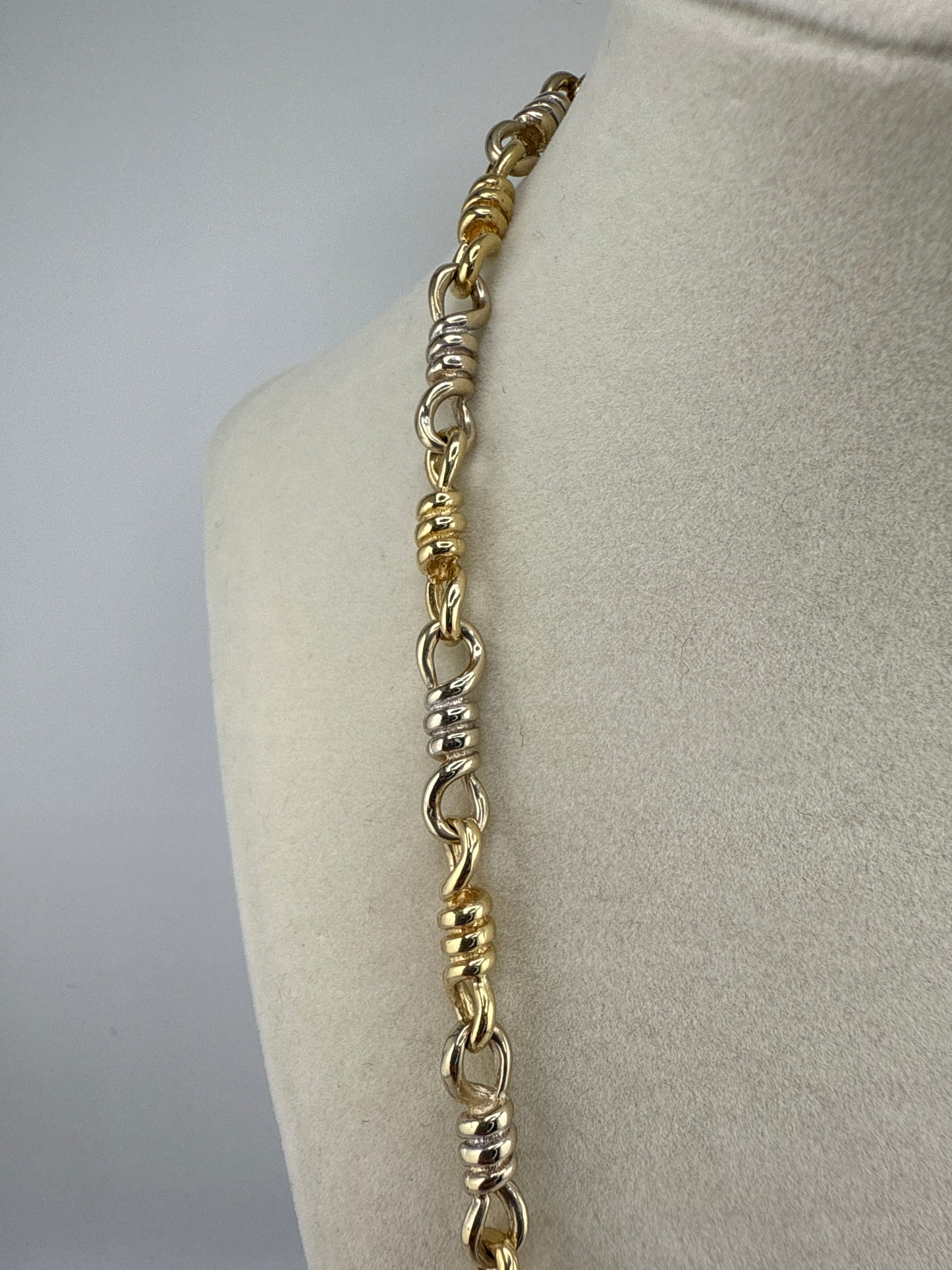 14k Two-toned Hand-Polished Link 21inches