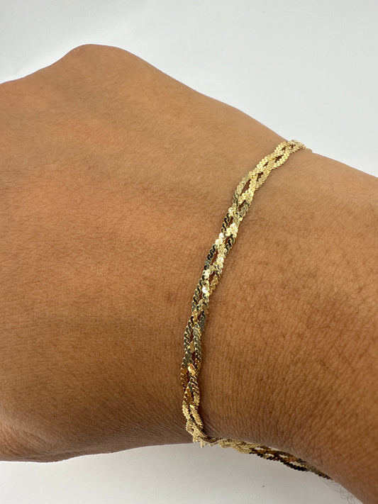 14k Gold Braid Bracelet |  7 inches