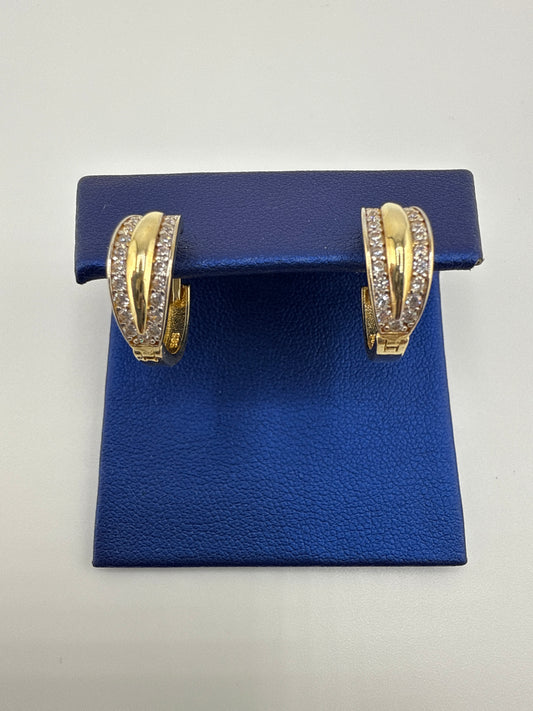 14k yellow gold and zirconia huggies, small and sophisticated