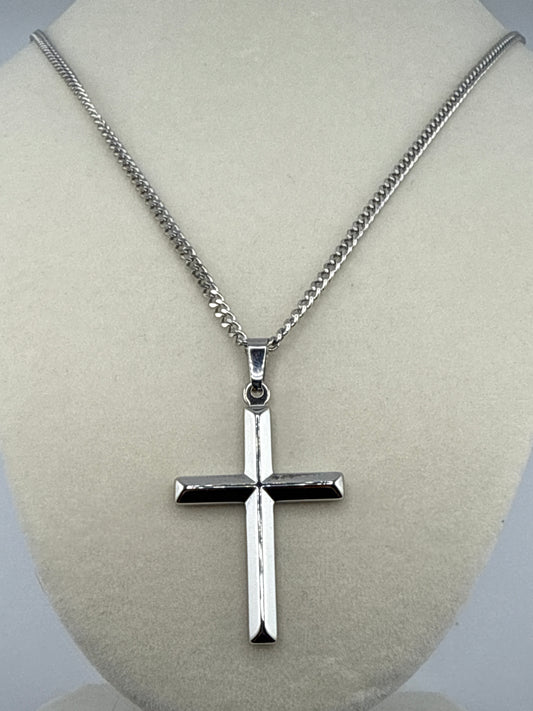 Stainless Steel Polished 3D Cross Necklace