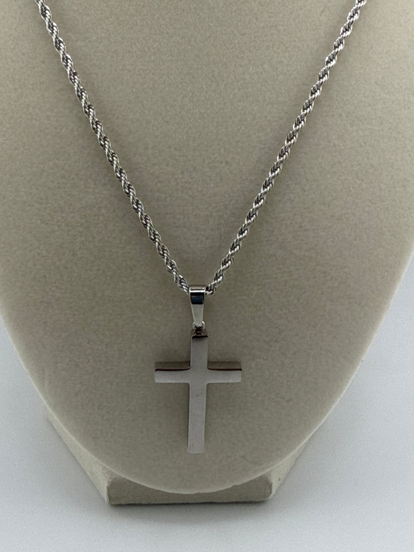 Stainless Steel Oxidized Anchor Cross Necklace