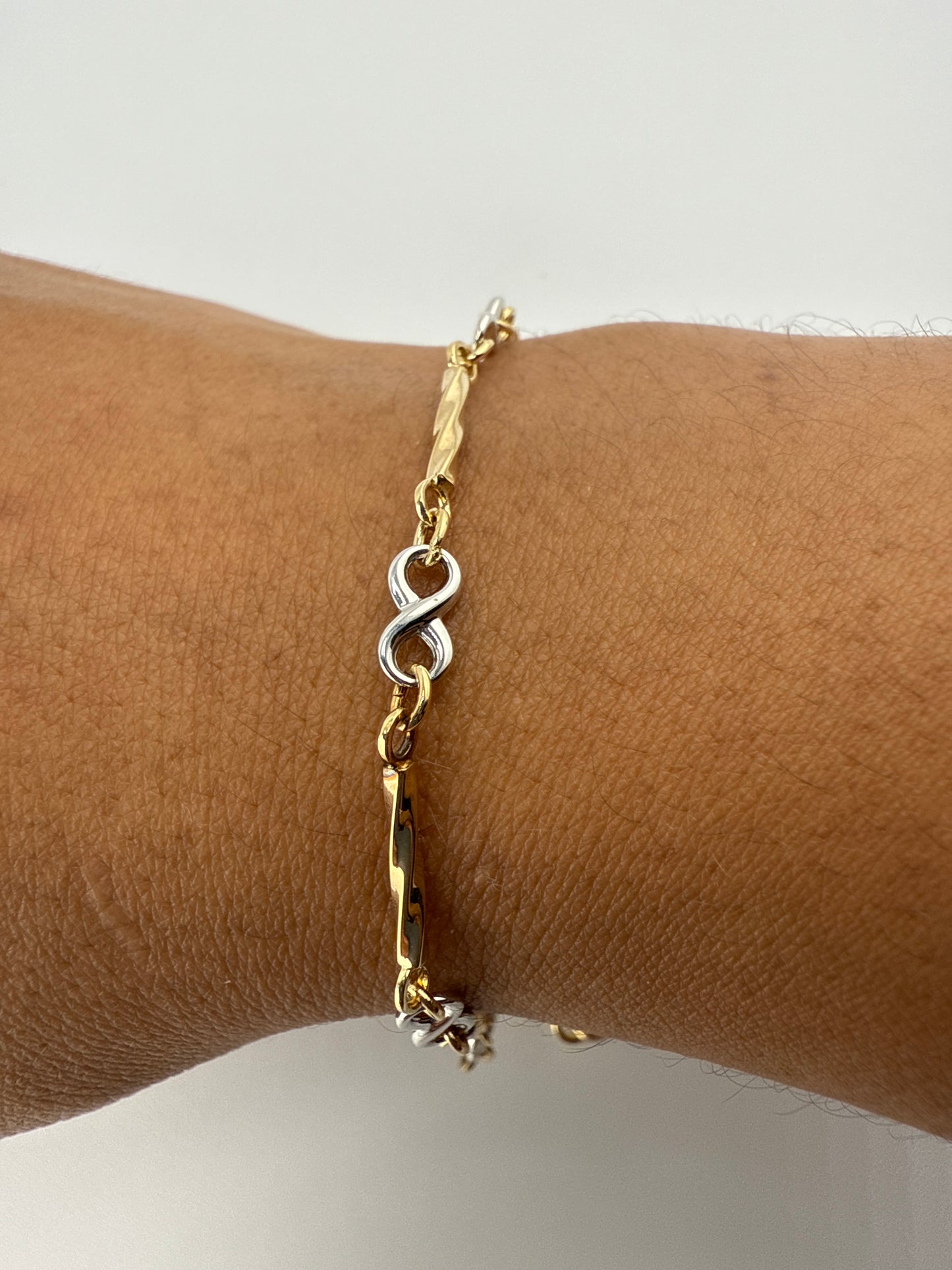 14k Infinity Two-toned Gold Bracelet | 8 inches