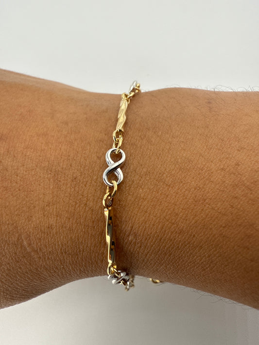 14k Infinity Two-toned Gold Bracelet | 8 inches