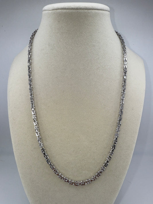 Sterling Silver 20inch 2.7mm Byzantine Chain - Rhodium Plated