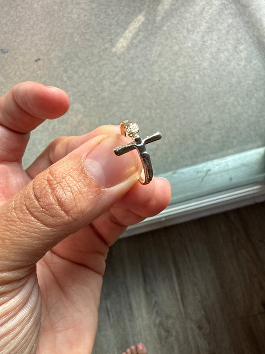 14k Gold Two-toned Polished INRI Crucifix Ring | Size 6.75