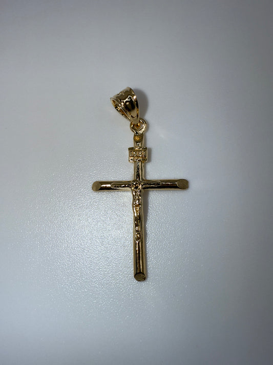 Sterling Silver Gold-toned INRI Crucifix Pendant