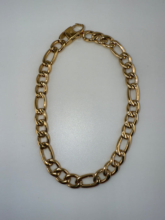 Stainless Steel 6mm Figaro Chain Bracelet - Gold Plated