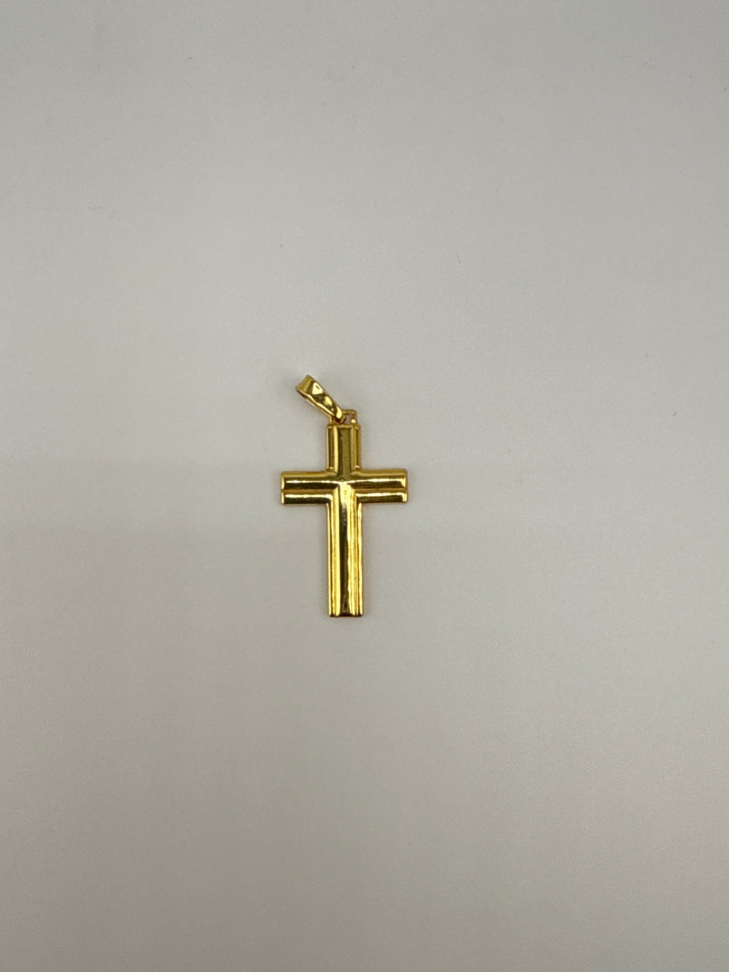 Sterling Silver Gold-tone Polished and Grooved Cross Pendant