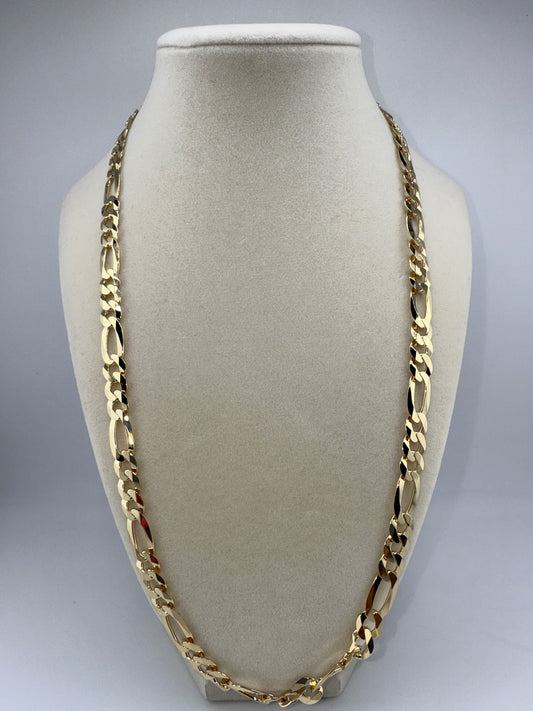 Sterling Silver 24inch 7.8mm Figaro Chain - Gold Plated