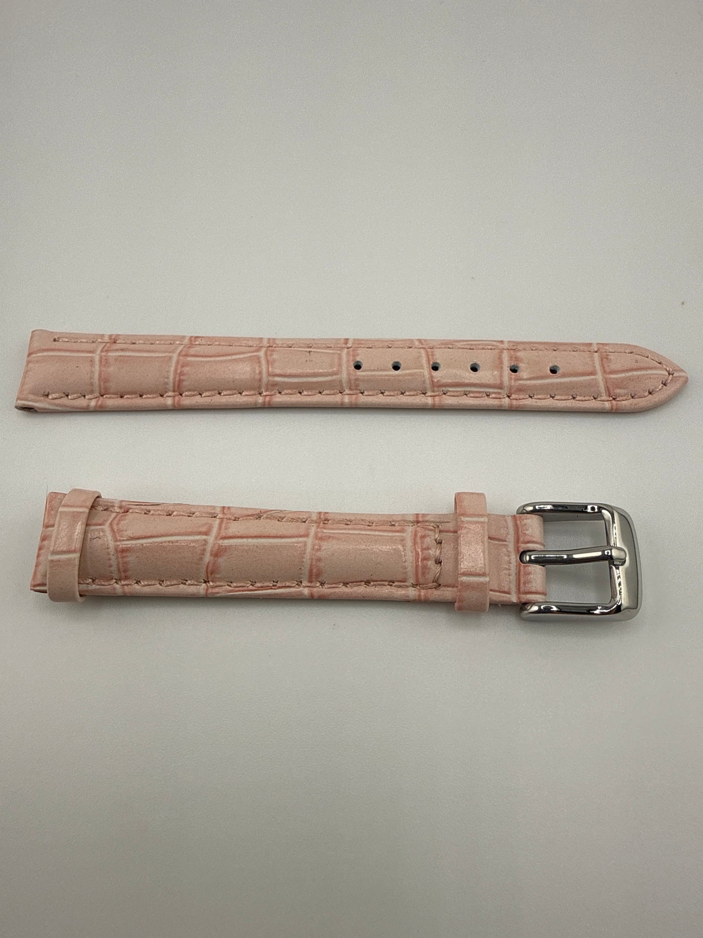 Pink Crocodile Grain Chrono Silver-tone Buckle