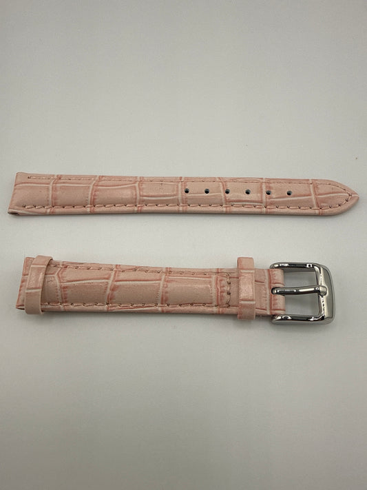 Pink Crocodile Grain Chrono Silver-tone Buckle