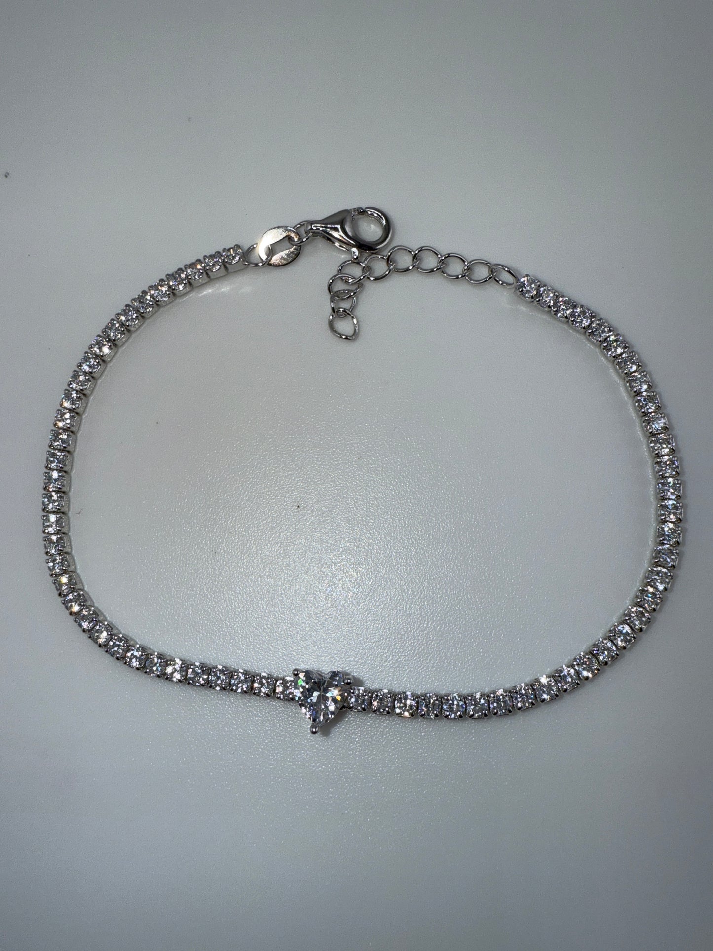 Sterling Silver Heart Tennis Bracelet