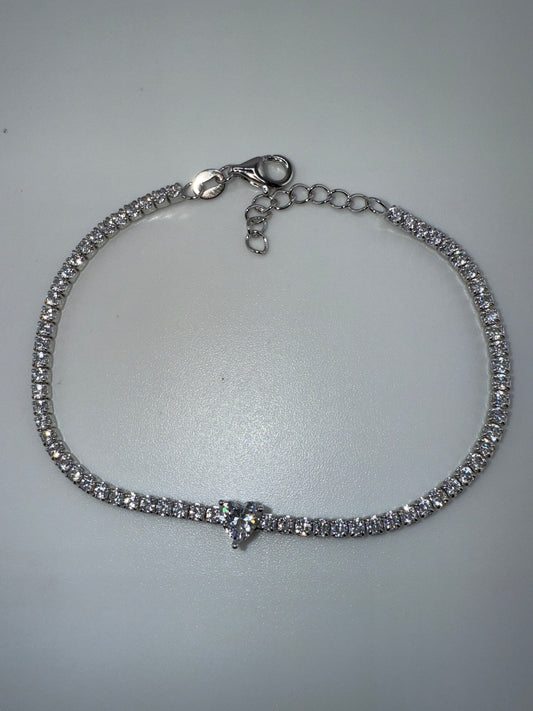 Sterling Silver Heart Tennis Bracelet