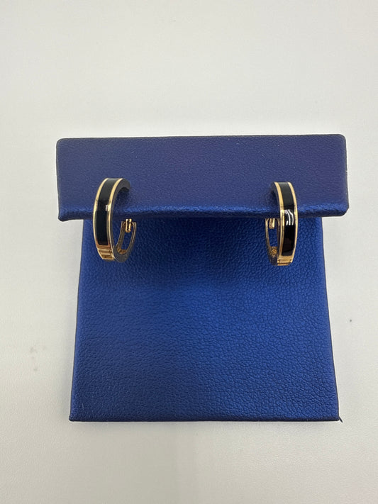 14k gold huggie earrings | black | thin, open backing