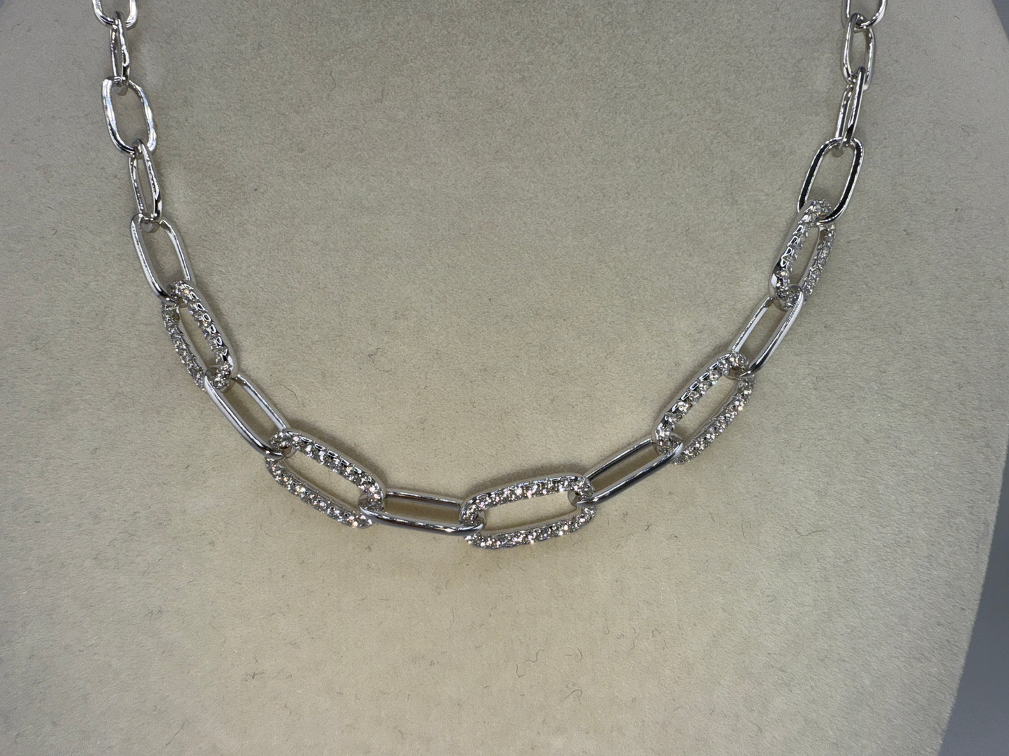 Sterling Silver 5mm Zirconia Paperclip Necklace