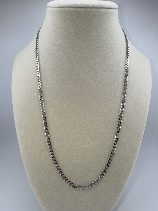 Sterling Silver 20inch 3.45mm Cuban Chain - Rhodium Plated