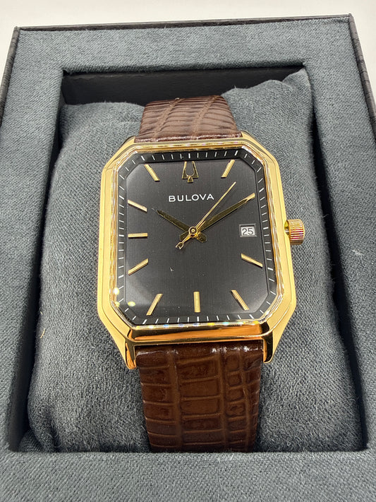 Bulova Tony Bennett “We Are All Here” Black Dial Brown Leather Strap Watch
