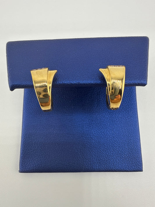14k gold huggie earrings | fancy design with zirconia