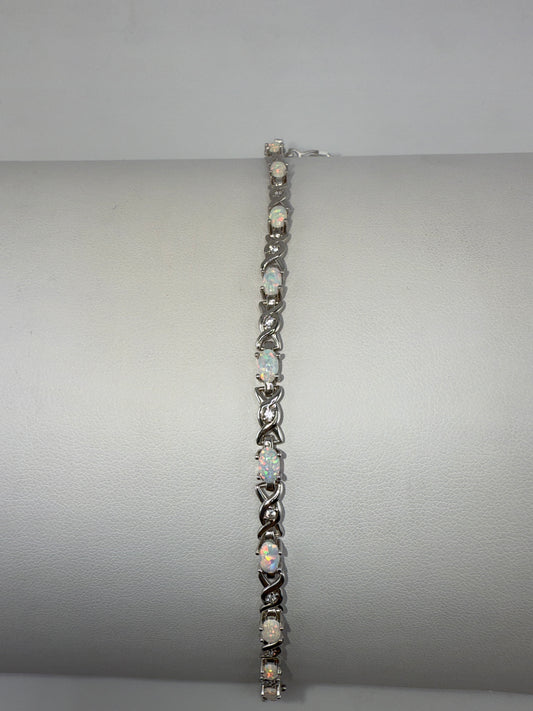 Sterling silver gemstone and zirconia bracelet