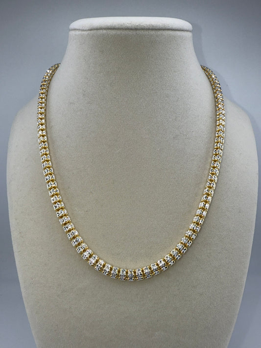 Sterling Silver 18inch 5mm D-C Ice Chain - Two-toned