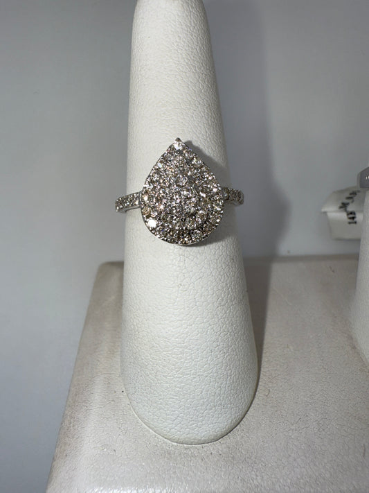 Teardrop Cluster Diamond 14k Gold 1.32ct Diamonds | Size 7.5