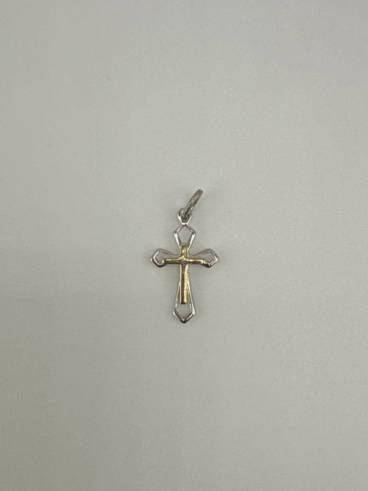 Sterling Silver Platinum-plated & Vermeil Cross Pendant