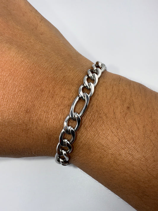 Stainless Steel 7mm Figaro Chain Bracelet